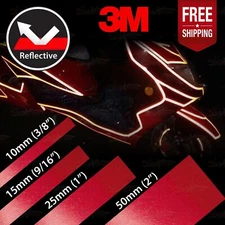 3/8" 9/16" 1" 2" Waterproof REFLECTIVE Self-Adhesive 3M Vinyl Tape Stickers RED