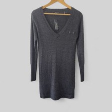 BCBGMAXAZRIA Womens Wool Blend Sweater Dress Size Small Long Sleeve V Neck Gray