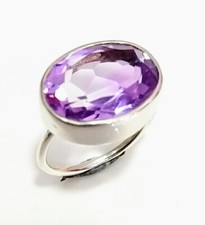 Natural Amethyst Gemstone Handmade 925 Sterling Silver Ring Size 6.5