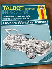 Talbot Horizon Haynes Owners Workshop Manual.  1978-1986. Hardback.  1988