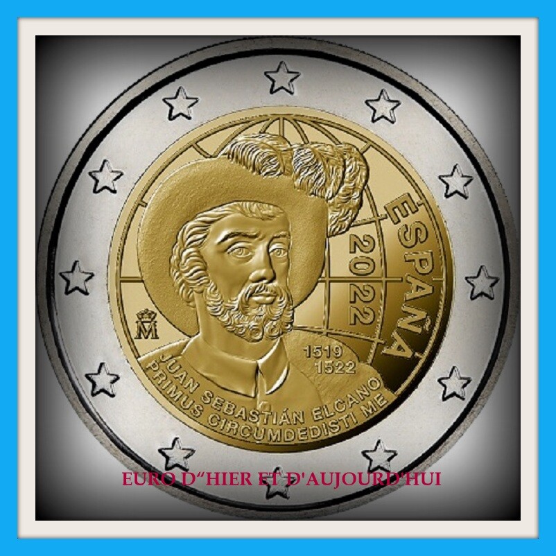 2€ Espagne 2022 anniversaire de l'achèvement du premier tour du monde