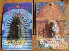  2 1983 Star Wars Return of the Jedi WICKET THE EWOK and DARTH VADER Eraser