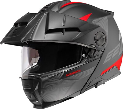 Schuberth E2 Defender Red Motorrad Klapphelm Gr. 63 (XXL) Schwarz Grau Rot Matt