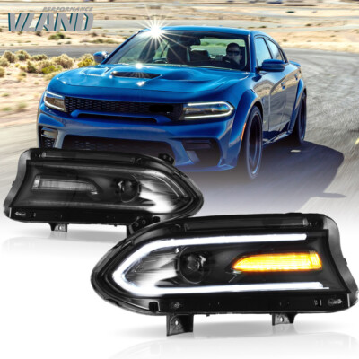 VLAND For 2015-2021 Dodge Charger Projector Headlights LED DRL Front Lamps L+R