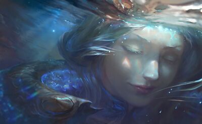 League of Legends underwater closed eyes face art playmat gaming mat