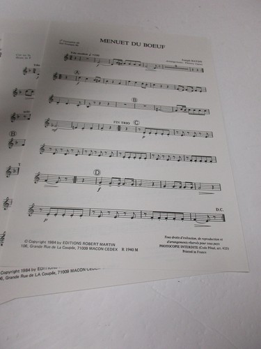 Joseph Haydn Menuet Du Boeuf Brass Quintet Sheet Music Thierry Caens Trumpet - Picture 4 of 9