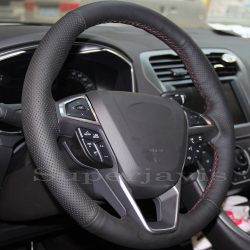 Custom Black PU Leather Steering Wheel Stitch on Cover For Ford Fusion 2013-2019 - Picture 4 of 12