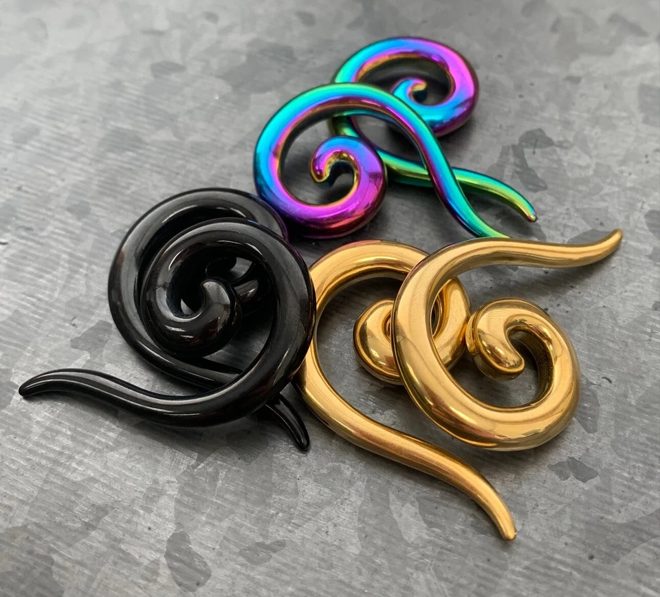 PAR 316L Acero Quirúrgico Espiral Colgante Conos Expansores Tapones Joyería Corporal Foto 3 de 4