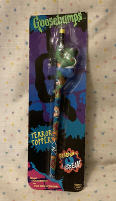 Vintage Goosebumps Terror Zombie Monster Pencil & Topper Unused Sealed on Card