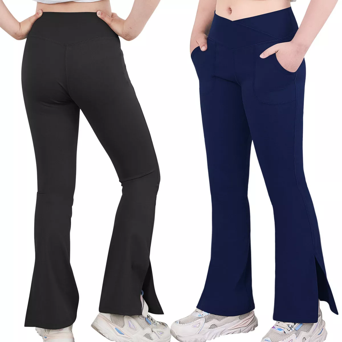 Girls Flare Pants Stretchy Jazz Dance High Waist Gym Workout Trousers  Sportpants