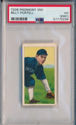 1910 T206 PIEDMONT 350 - BILLY PURTELL - PSA 3(MC) VG (SVSC) - FRESHLY GRADED!