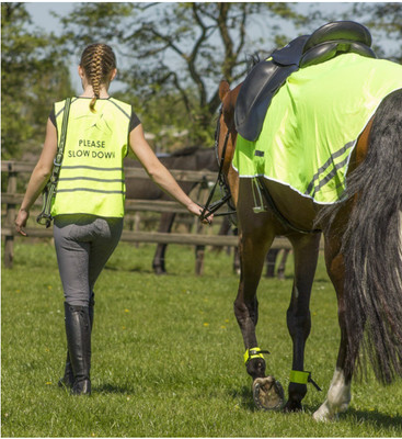 QHP Reflektions Weste ''Please Slow Down'' Warnweste Sicherheitsweste Reiter Gr. S
