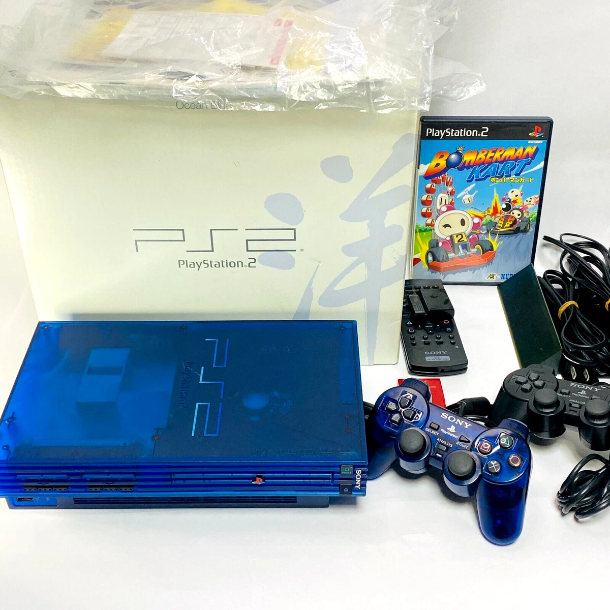 Sony PS2 Ocean Blue Console system SCPH-37000 PlayStation 2 region JP  complete