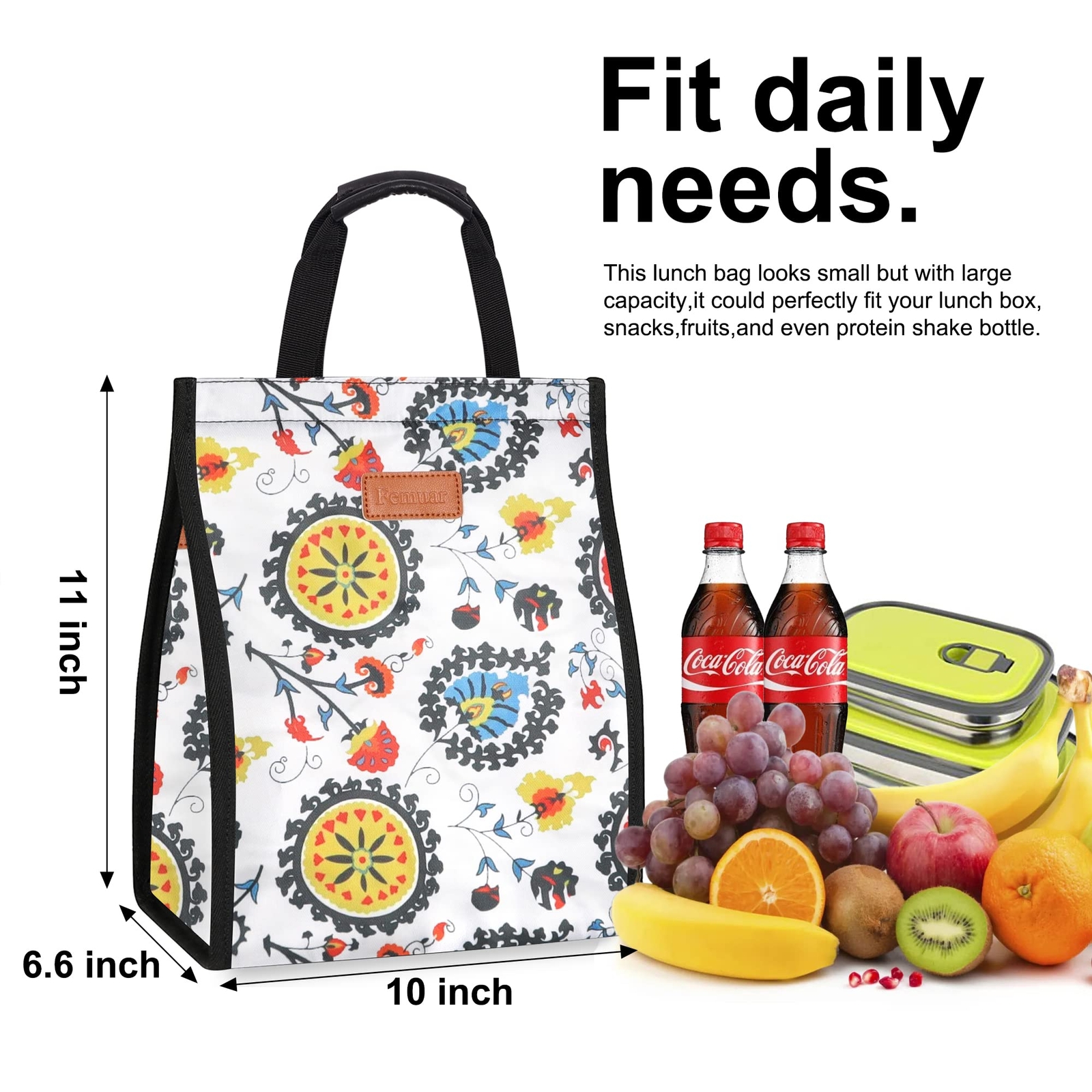 Lunch Bags for Women Insulated Reusable Lunch Tote with Internal Pocket Lunch...