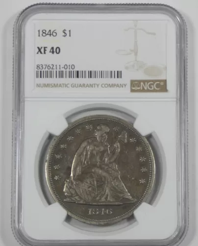 1846 Liberty Seated Dollar CERTIFIED NGC XF 40 Silver Dollar