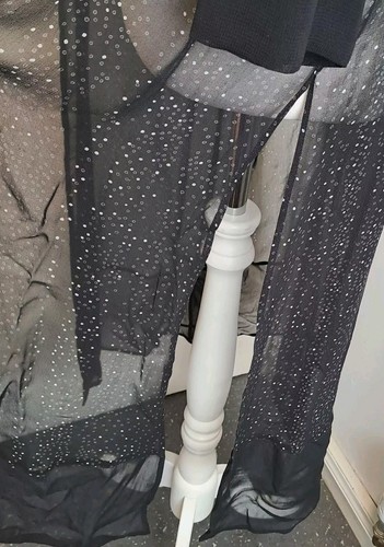 Nitya transparenter Staubmantel UK M (14) schwarz weiß Punkte L 47" Splits Sommernächte - Bild 7 von 9