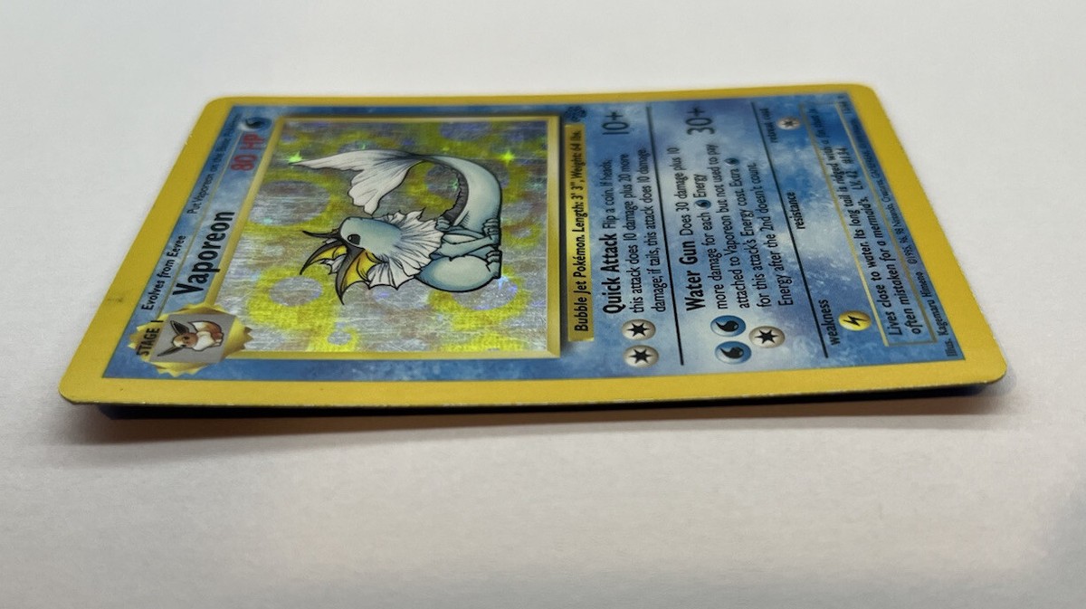 Vaporeon 1st Edition Holo Rare 12/64 Jungle Set Vintage Vaporeon 1st Edition Holo Rare 12/64 Jungle Set Vintage