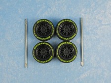 1/64 Wheels 1/64 Wheel and Tire Set Real Riders Volk Racing RE30 Black Dunlop