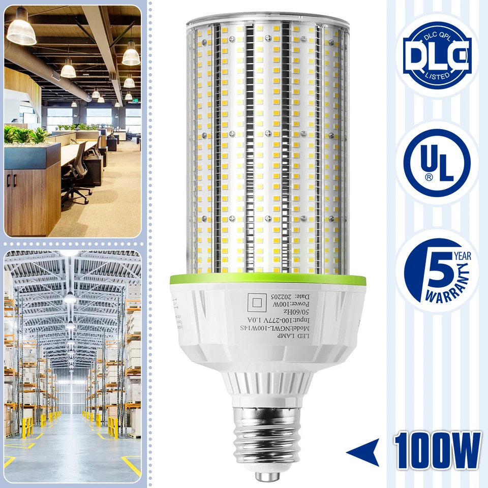 100 Watt LED Corn Bulb E39 Mogul Base Wareshoue Garage Light 6000K Clear 13500LM - Image 2 of 4