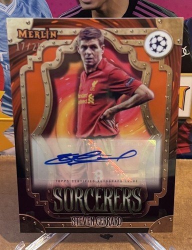 Steven Gerrard [Orange] #SA-GE 2023 Topps Merlin UEFA Sorcerers Autograph card