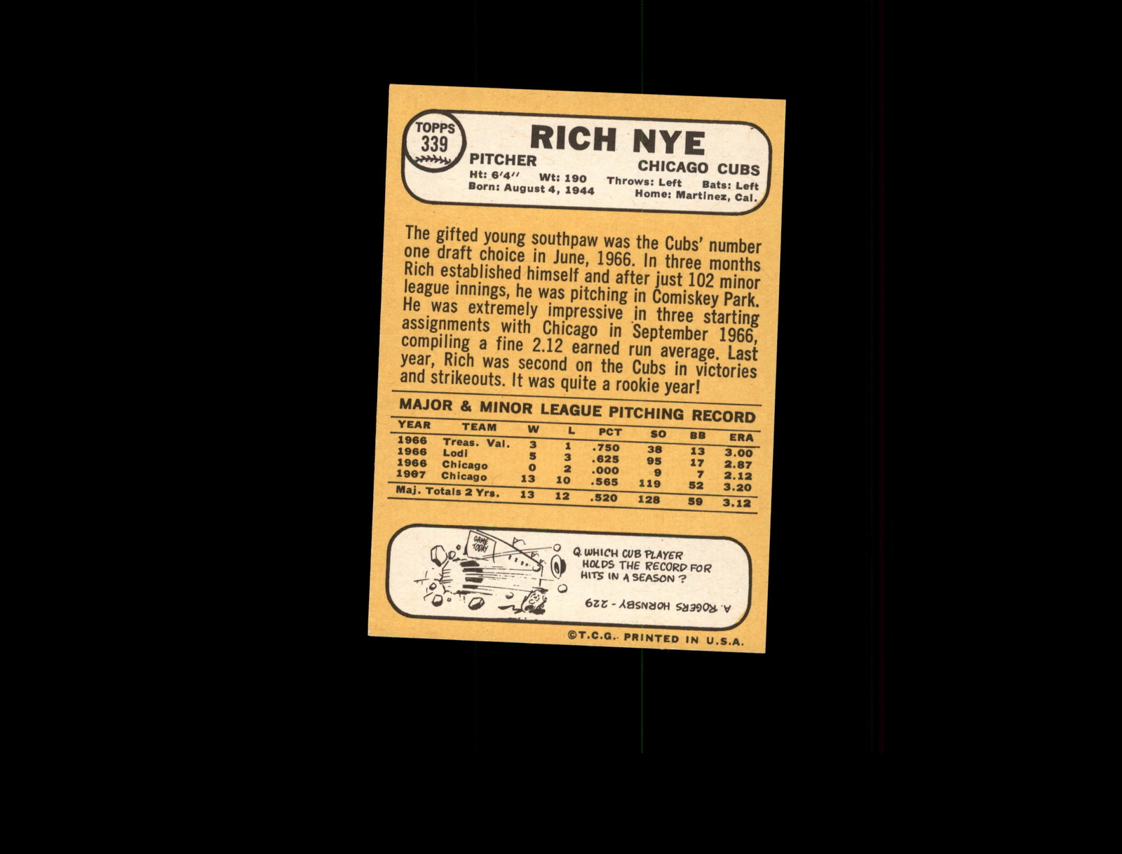 1968 Topps 339 Rich Nye EX-MT #D746559