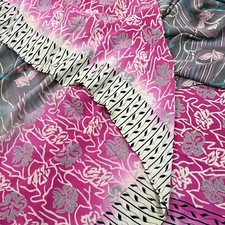 Vintage Sari Cream Pink Pure Crepe Silk Printed Sarees 5yd Sewing Floral Soft