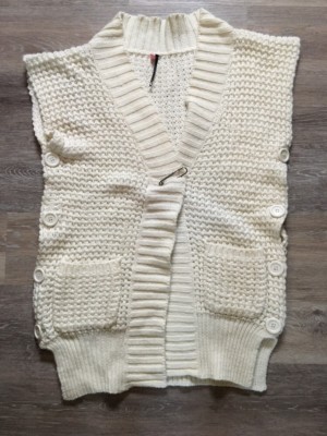 Sud Express Pull Gilet Sans Manches Écru Taille S