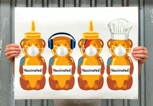 Fnnch Vaccinated Bears Art Print Poster Signed Numbered LE x/404 SHIPS NOW - Picture 4 of 4