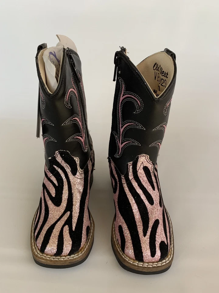 Botas de Vaquero OLD WEST Zibra Estampado Brillo Rosa/Negro Niño Pequeño Talla 5 Foto 2 de 4