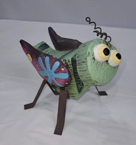 Three Primitive Looking Wood and Metal Bugs Garden Outdoor Decor - Picture 3 of 20