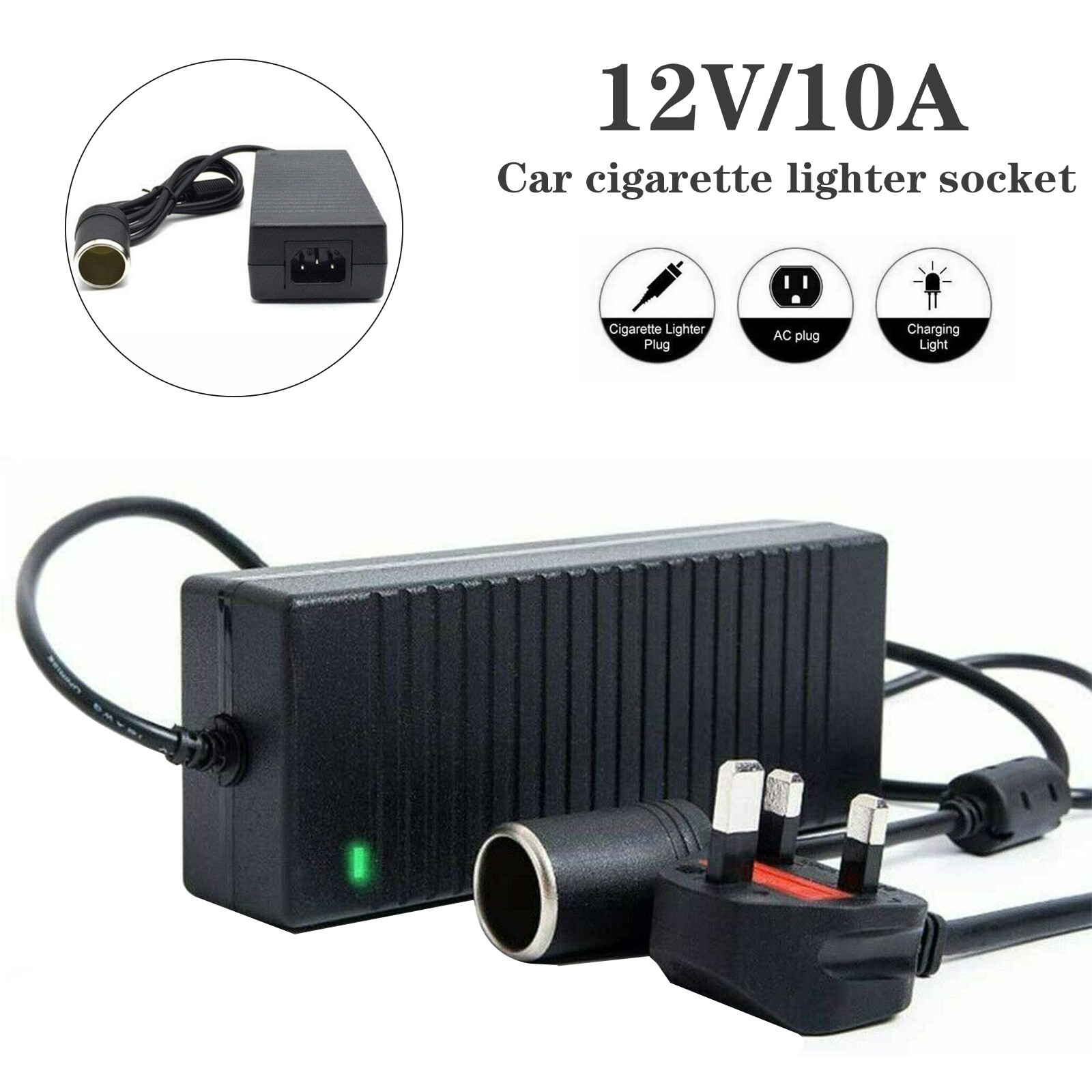240V Mains To 12V DC Cigarette Lighter Voltage Converter Power Adapter 10A 120W eBay