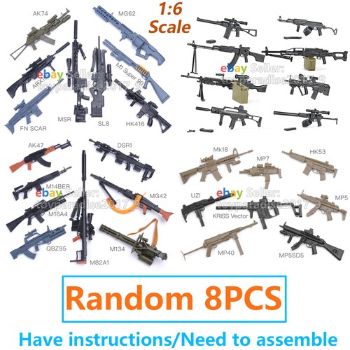 Conjunto de modelo a escala 1:6 pistola de rifle de francotirador 4D negro MP7 para figura de 12" juguete 1/6 ++ - Imagen 8 de 52