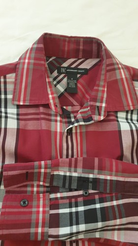 INC International Concepts Mens long sleeve shirt Maroon check Sz S EUC - Picture 2 of 2