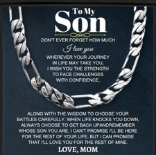 To My Son Silver Chain Necklace  Message Card Gift For Son From Mom