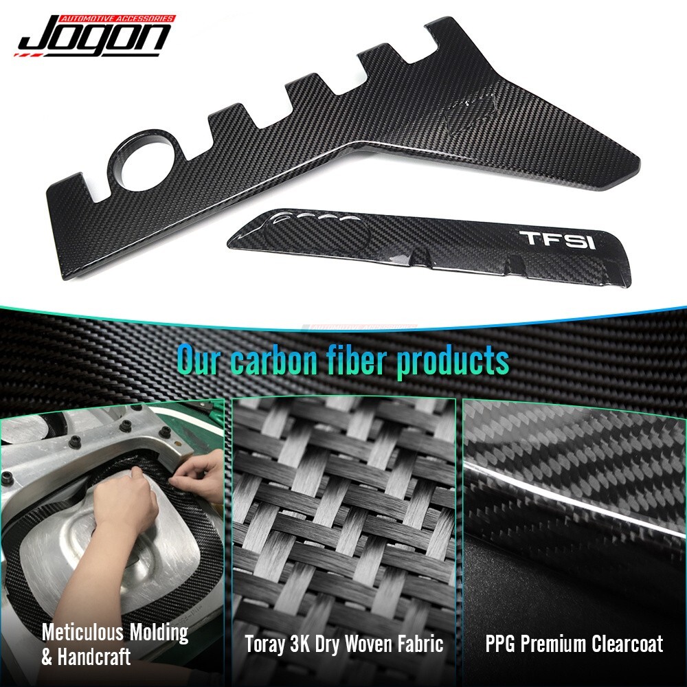 Real Carbon Fiber Engine Bay Covers Trim For Audi RS3 8V 2.5T S3 2019 2020-2024 - Picture 5 of 17
