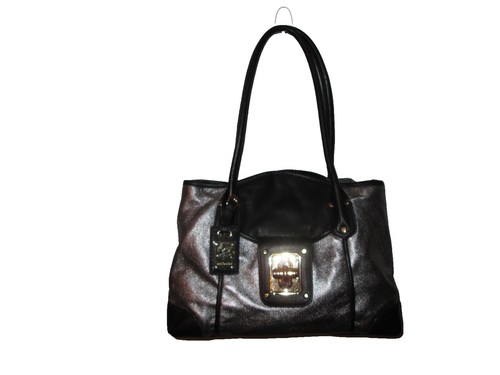 B. Makowsky Leather Handbag Black & Cream | eBay display picture 2