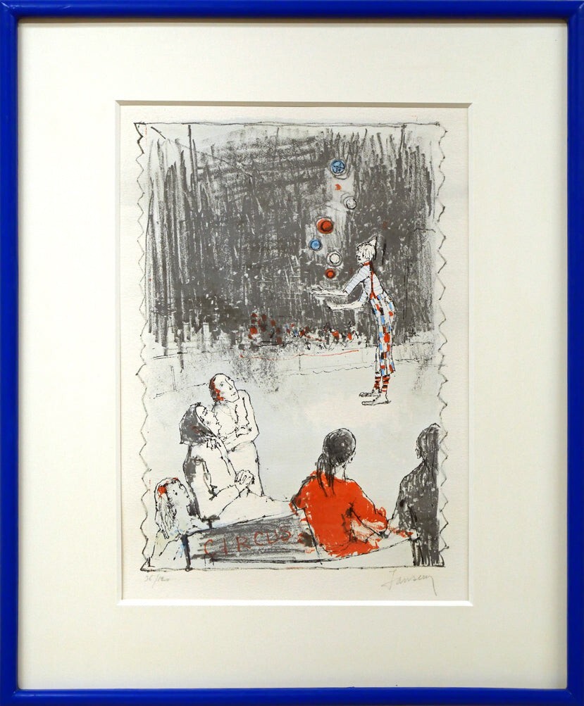 Jean Jansem CIRCUS Limited Edition Lithograph Print, Framed, No