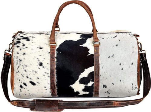 Leather Duffel Luggage Sports Weekender Cowhide Handmade Overnight Bag for Mens - Picture 5 of 6