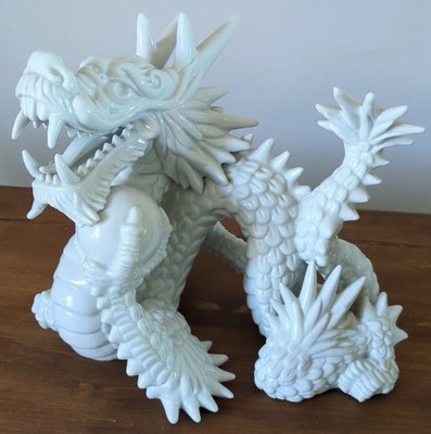Porzellan Chinesische Drachen Figur Blanc de Chine Midcentury Fitz and Floyd BESCHÄDIGT
