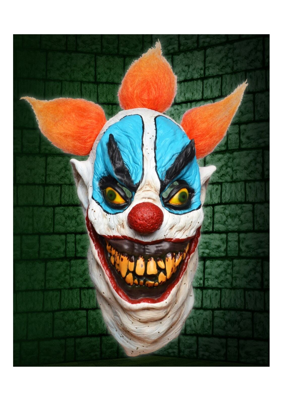 Horror Clown Latex Full Head Mask Halloween Fancy Dress With Orange Hair