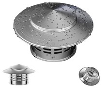 3" Stainless Steel Tapered Chimney Cap with Mesh   Outdoor Stove Pipe Vent Cover