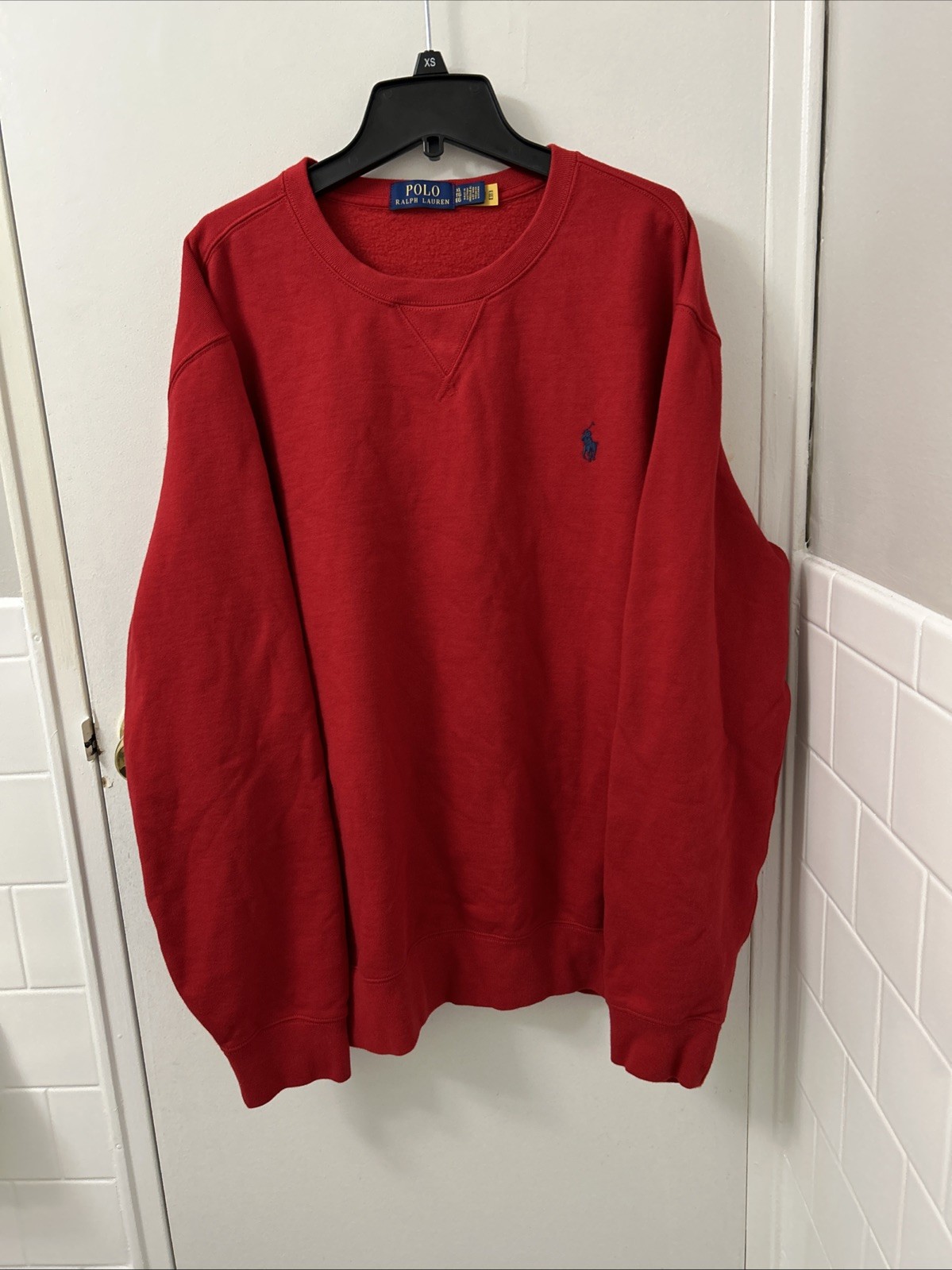 Polo Ralph Lauren girocollo uomo XL rosso blu pony pullover felpa maglione