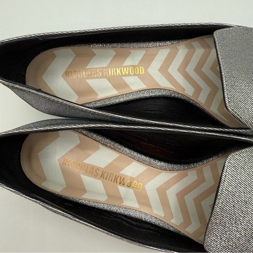 Nicholas Kirkwood Beya Metallic Silver Leather Loafers Flats Size 38 EU 8 US - Picture 11 of 15
