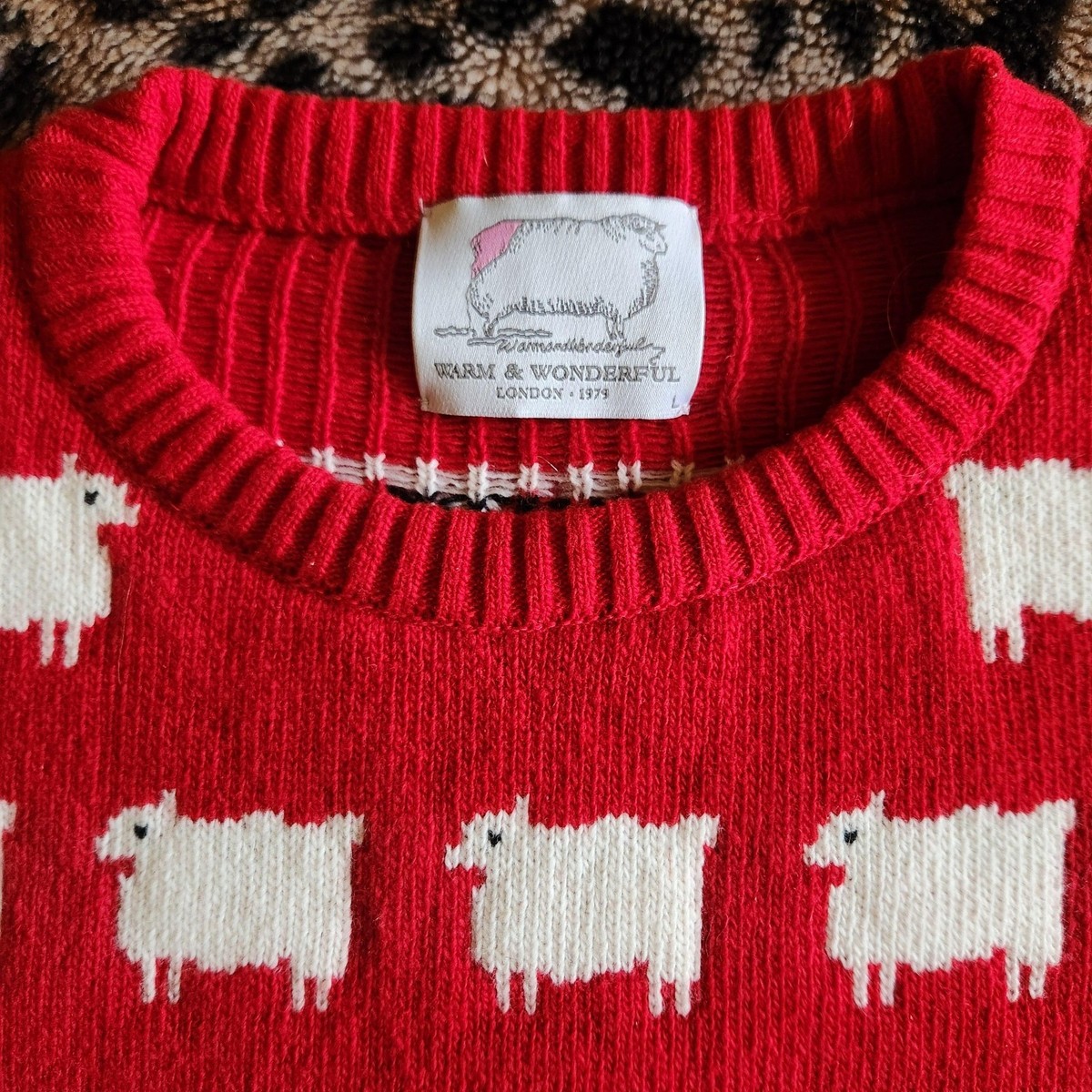 Original Warm & Wonderful Princess Diana Red Black Sheep Sweater 