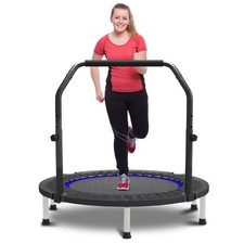 40" Mini Trampoline for Adults and Kids Exercise Rebounder with Adjustable Ba...
