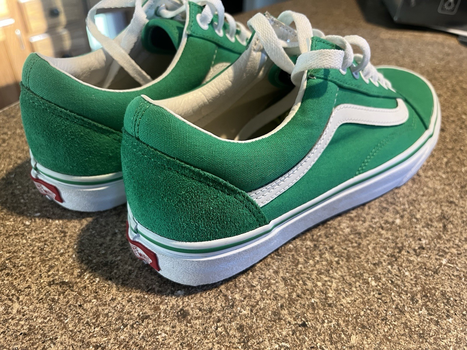 VANS Old Skool Green Leather Skate Shoes