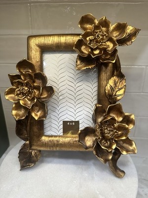Vintage Style 4x6 Gold Resin Picture Frame - Ornate Floral 3D Art Decor