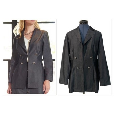 Ming Wang Womens Gray Double Breasted Blazer Oversized Jacket Lightweight Work S