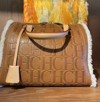 CH Carolina Herrera Andy Camel Cognac Luggage Handbag