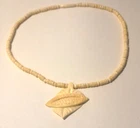 rare 0riginal traditional Hawaiian Carved Flower Necklace  15" & 1 1/2" pendant